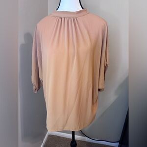 Elings Tan Blouse with Tie Back size Large